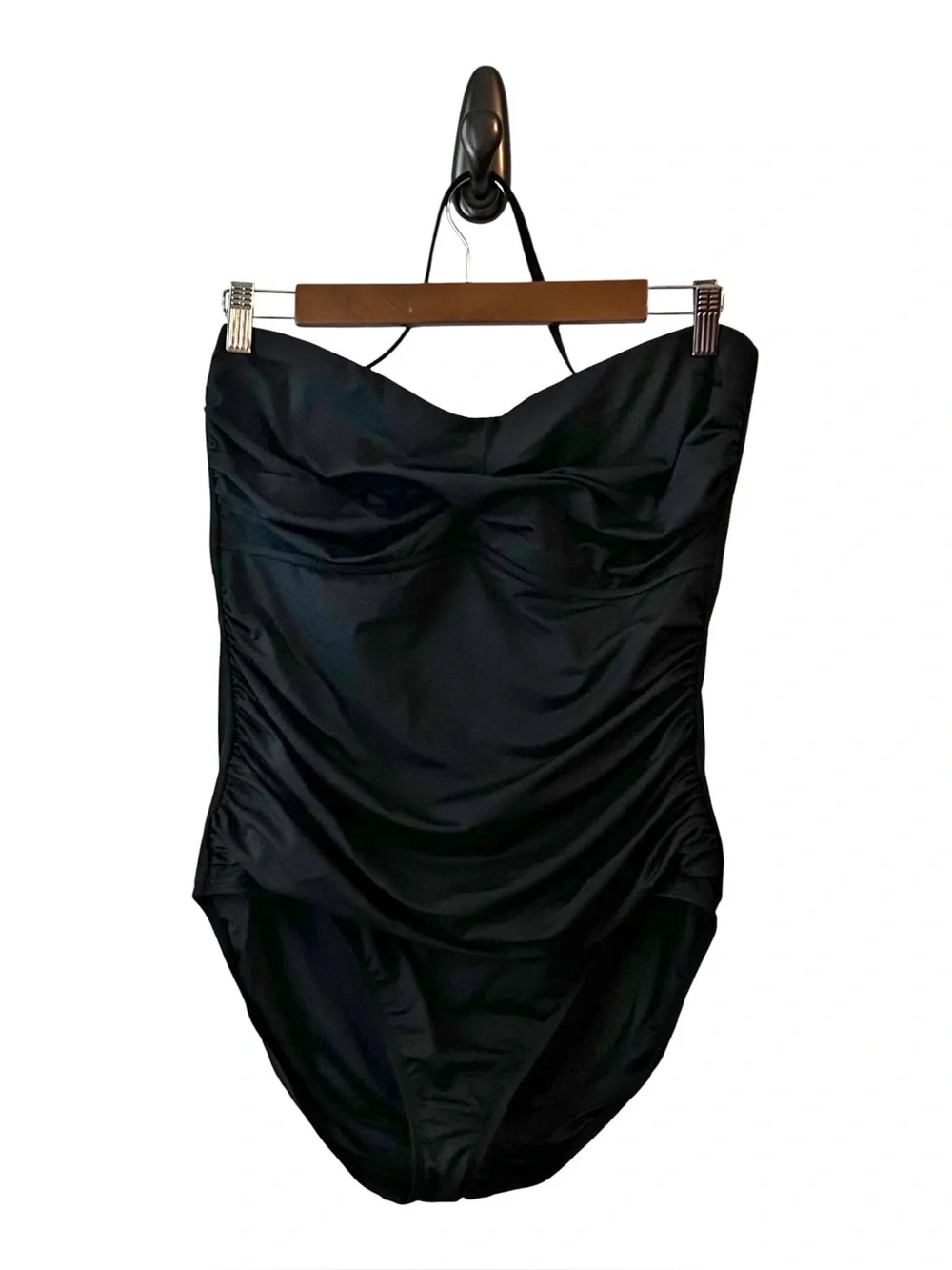 Anne Cole Women's Live In Color Twist Front Shirred One Piece SZ 16 in Black